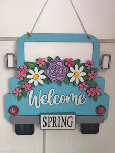 Welcome Spring Truck Door Hanger